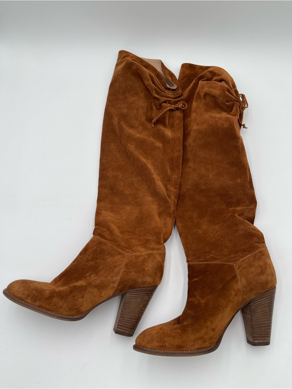 Anthropologie Miss Albright Fulton Knee High Boots Size 7.5 Brown Suede Pull On - Picture 3 of 11
